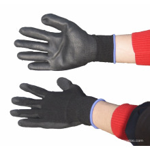 NMSAFETY EN388:2016 4131X pu coated nylon liner black gloves